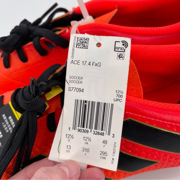 Adidas‎ Ace 17.4 FG Men’s 13 Orange Black Soccer Athletic Cleats Shoe Sneakers - Picture 9 of 10